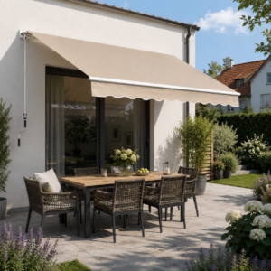Markise aluminiumsmarkise, leddelt markise, 3m bred balkonmarkise, solbeskyttende balkon beige