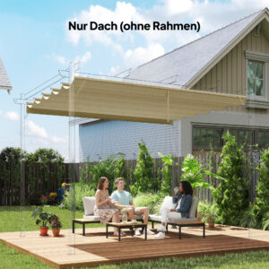 Udskiftningstag til 3 x 3 m pergola, udtrækkeligt, med drænhuller for regnvand, vejrbestandigt, polyester, beige