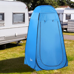 Pop-up toilettelt, mobilt campingbrusetelt, puslepladstelt med inderlomme, brusekabine, pusleplads, vandtæt polyester, himmelblå, 120 x 120 x 190 cm
