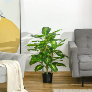 Kunstig plante, plastikplante, cementpotte, indendørs og udendørs brug, 95 cm, grøn