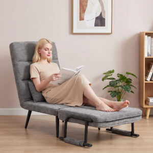 3-i-1 sovesofa, foldbar stol med sovefunktion, 186 x 60 cm, sovesofa med justerbar ryglæn i 5 positioner