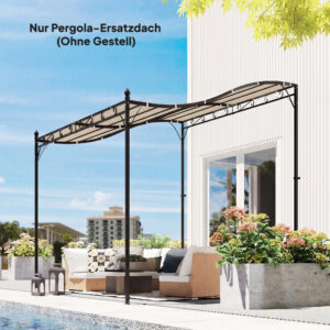 Udskiftningstag til pergola, solsejl til terrassetag, udskiftningstagpresenning til 3 x 3 m pavillon, 298 x 293 cm, cremehvid