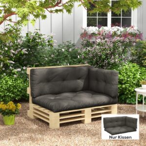 3-personers pallehynde 120 cm x 80 cm x 12 cm bænkhynde sædehynde med UV-beskyttelse havebænkhynde vandafvisende polstringshynde til have, balkon mørkegrå