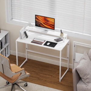 Sammenklappeligt skrivebord/computerbord med skærmbeslag til hjemmekontor, 100 x 48 x 87,5 cm