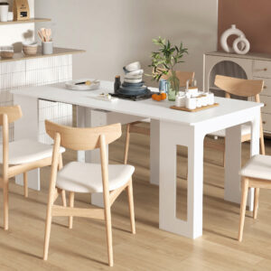 Spisebord, Klapbord, Udtrækkeligt Køkkenbord, Spisebord, Spånplade, 60-180 x 85 x 75 cm, Hvid