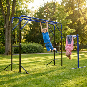 Udendørs klatrestativ med gymnastikstang og pull-up-stang til børn i alderen 3-8 år, op til 150 kg, 250x190x180 cm, sort
