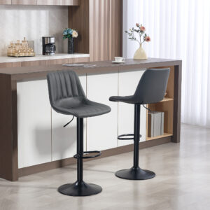 Sæt med 2 barstole i retrodesign, med fodstøtte, højdejusterbar, 43 cm x 49,5 cm x 111 cm