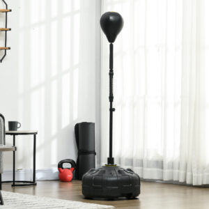 Boksebold, boksestativ, højdejusterbar 145-180 cm, fyldbar base, sort