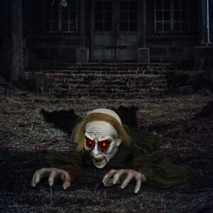 Halloween-dekoration, kravlende zombie, aktiveret ved berøring/lyd, lysende øjne