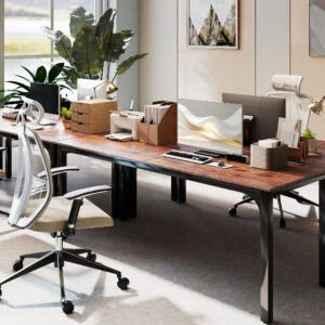 Skrivebord, computerbord, rustikt design, masser af plads, spånplade, brun