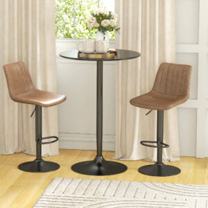 Barbord, ståbord, bord til 2 personer, 70 x 70 x 102 cm, sort