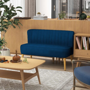 Retro design 2-personers sofa, træben, 117 cm x 56,5 cm x 77 cm, blå