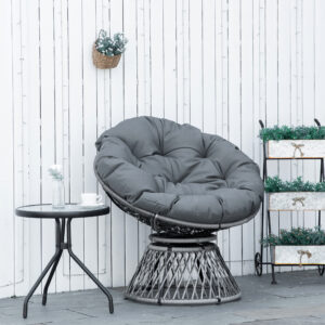 Papasan lænestol, fletlænestol med hynde, 360 graders rotting, grå, B87 x D97 x H86 cm