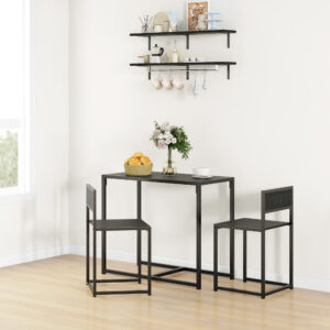 3-delt barbordssæt, højbordssæt, 3-delt, 2 stole, 1 bord, 90 cm x 47 cm x 76 cm, sort