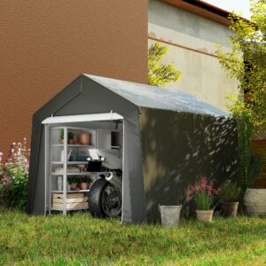 Carporttelt garage 3x3 m Vandtæt garagetelt med rulleport, ventilationsvindue, forlængede kanter, mørkegrå
