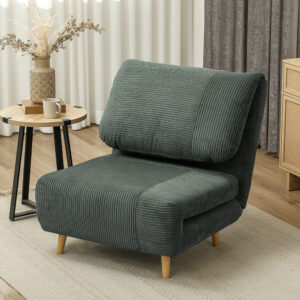 2-i-1 sovesofa med justerbar foldemadras og gæsteseng i corduroy-look, til soveværelse, stue, grøn, 82 x 89 x 83 cm