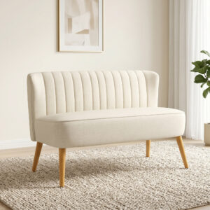 2-personers sofa, blød polstring, letplejeligt betræk, op til 220 kg, 117 x 56,5 x 77 cm, cremehvid
