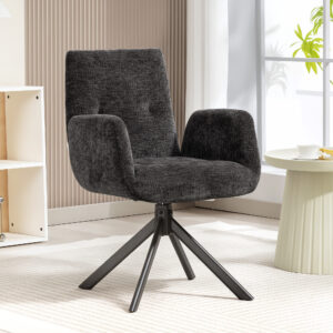 Polstret lænestol, accentstol, moderne design, drejelig, op til 120 kg, sort