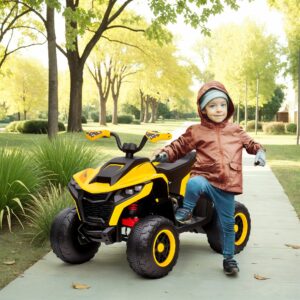 Elektrisk ATV til Børn, 3-6 km/t, LED-forlygte, Musik, USB, til 3-8 år, Gul