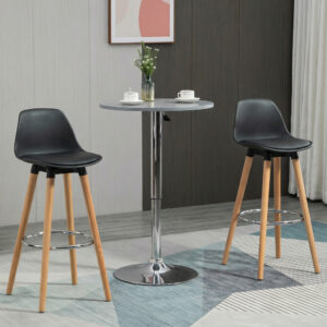 Sæt med 2 barstole, skandinavisk design, med fodstøtte, 43 cm x 43 cm x 91 cm, natur + sort