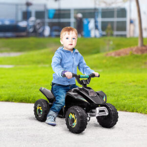 Børne elektrisk ATV 6V med frem- og bakfunktion til børn 1,5-3 år op til 20 kg sort