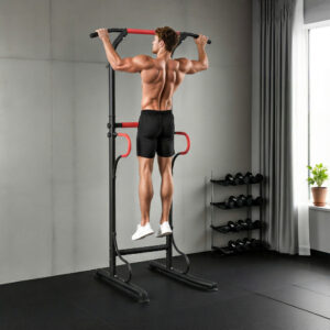 Power Tower højdejusterbar dipstation med pull-up bar, sugekopper, kraftstation til hjemmet