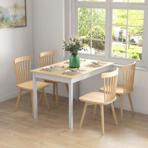 Spisebord, 120 x 75 cm, landligt køkkenbord til 4 personer, træbord til stue, spisestue, naturfarvet
