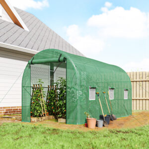 Polytunnel Tomatdrivhus 395x195x190cm med 6 masker, rundbuet drivhus til plantedyrkning og kold ramme