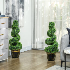 Kunstige Planter Sæt med 2 UV-resistente Buksbom Stueplanter, 90 cm i en urtepotte til indendørs og udendørs brug