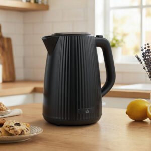 Elkedel, 1,7L, hurtigkogningsfunktion, 2200W, med aftageligt kalkfilter, automatisk slukning, sort