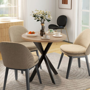 Spisebord 75 x 75 cm rundt køkkenbord til 2-4 personer moderne spisebord med edderkoppefod brun