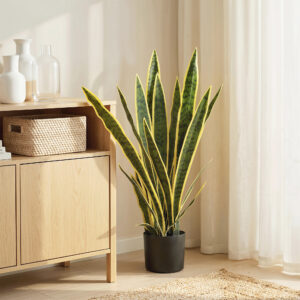 Kunstig slangeplante, stor, 77 cm, kunstig plante i potte til stuen, gave