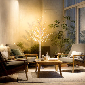 Kunstigt Kirsebærblomsttræ med 120 LED'er, 3 lysstyrkeniveauer, varm hvid, realistisk bark, 21 x 21 x 150 cm
