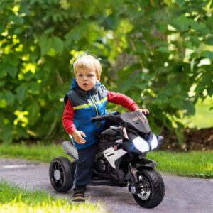 Elektrisk Børnemotorcykel, Lys & Lyd, 3 km/t, Genopladelig, Plastik & Metal, Sort/Hvid