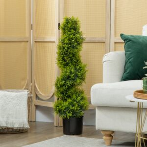 Kunstig Cypres 90cm Spiralplante, Kunstige Plastikplanter i Potte, Moderne Dekoration