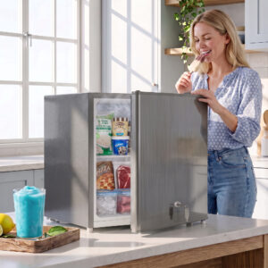 Minifryser 35 L elektrisk fritstående fryseboks 161 W minifryseboks 47 x 44,2 x 48,8 cm grå
