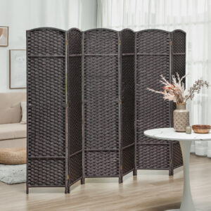 6-panels rumdeler, foldbar skærm, skærm til stue, soveværelse, hjemmekontor, brun