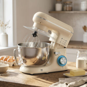 Foodprocessor/dejmixer med 4,5L skål i rustfrit stål, 1300W, 6+P hastigheder, beige