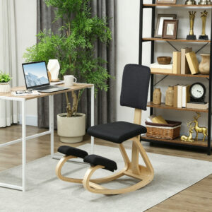 Ergonomisk knælestol, knælestol, sundhedsstol til hjemmet, kontoret, meditation, sort