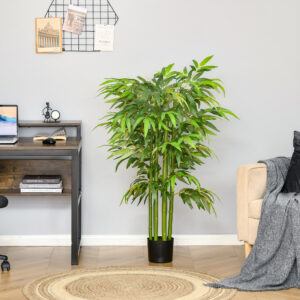 Kunstig Bambus Stor 140 cm Kunstig Plante, Plastik Kunstige Planter i Potte, Kunstig Bambus med 780 Blade Som Ægte til Stue Soveværelse Kontor Have Moderne Dekoration