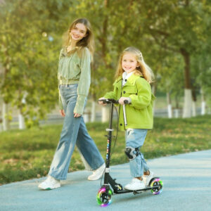 Børne Scooter, Dobbeltbremser, Metalstel, Fodstøtte, Sammenklappelig, 3-8 År, Sort