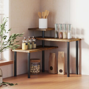 Køkkenhylde, Roterende Mikrobølgeovnsstativ med 3 Niveauer, Industriel Stående Metalhylde, 40 x 18 x 36,5 cm
