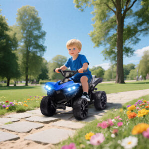 Børne elektrisk ATV 6V med frem- og bakfunktion, musik, LED-forlygter, blå