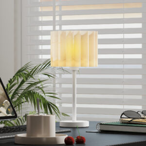 Bordlampe, Bordlampe med Bølgeskærm, E27 Fatning, Knapkontakt, Natbordslampe til Stue, Legerum, Hvid, Pære medfølger ikke