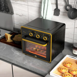 Lille Ovn 20L 1400W 90-230°C med 1-times timer, 3 ristepositioner, Bageplade, Strygejern, Sort, 36cm x 37,7cm x 34,5cm