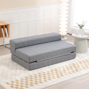 2-i-1 gulvsofa, lasteevne op til 250 kg, sammenklappelig sovesofa med linnedlook, til 2 personer, sovesofa, til stue, soveværelse