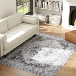 Maskinvaskbart, skridsikkert stuetæppe med flannel-look, 230 x 160 cm, grå