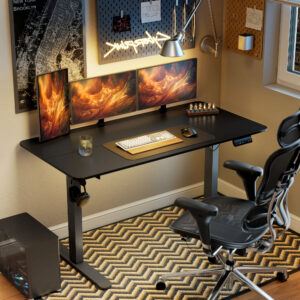 Elektrisk Sit-Stee-Skrivebord med Anti-Collision, Overophedningsbeskyttelse og Opbevaringsmuligheder, 140x70x72-116cm, Spånplade, Sort
