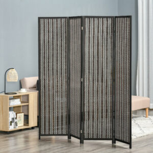 4-panels foldbar skærm, 180 x 180 cm, bambus rumdeler, foldbar privatlivsskærm til stue, brun