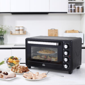 Miniovn/brødristerovn, 1 bageplade, 1 grillrist, timerfunktion, sort